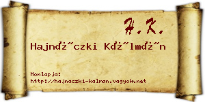 Hajnáczki Kálmán névjegykártya