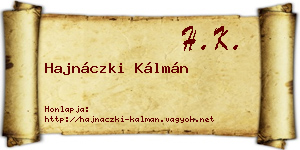 Hajnáczki Kálmán névjegykártya